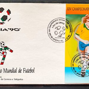 Envelope FDC 501 1990 Copa do Mundo de Futebol Italia CBC RJ 2