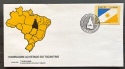 Envelope FDC 504 1990 Tocantins Mapa Bandeira CBC TO 1