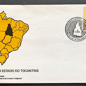 Envelope FDC 504 1990 Tocantins Mapa Bandeira CBC TO 1