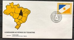 Envelope FDC 504 1990 Tocantins Mapa Bandeira CBC TO 3
