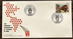 Envelope FDC 512 1990 Congresso Estradas de Ferro Trem Mapa CBC RJ 2