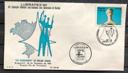 Envelope PVT FIL 26A 1990 LUBRAPEX Filatelia Arte Giorgio Bruno Ceschiatti Justica Direito CBC DF