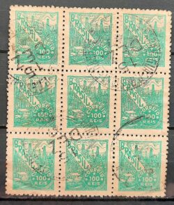 Selo Regular Cod RHM 373 Netinha Petroleo Energia 100 Reis Filigrana Q 1943 Nona Circulado