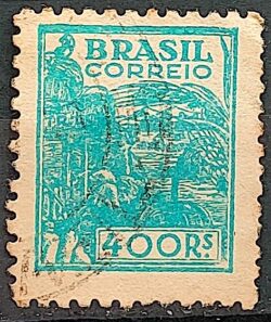 Selo Regular Cod RHM 375 Netinha Trigo Gastronomia 400 Reis Filigrana Q 1943 Circulado 1