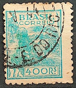 Selo Regular Cod RHM 375 Netinha Trigo Gastronomia 400 Reis Filigrana Q 1943 Circulado 2