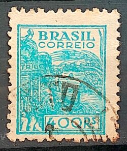 Selo Regular Cod RHM 375 Netinha Trigo Gastronomia 400 Reis Filigrana Q 1943 Circulado 4