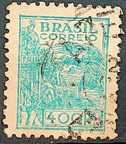 Selo Regular Cod RHM 375 Netinha Trigo Gastronomia 400 Reis Filigrana Q 1943 Circulado 5