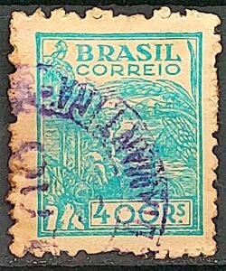 Selo Regular Cod RHM 375 Netinha Trigo Gastronomia 400 Reis Filigrana Q 1943 Circulado 7