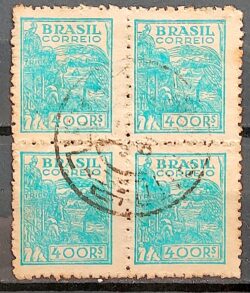 Selo Regular Cod RHM 375 Netinha Trigo Gastronomia 400 Reis Filigrana Q 1943 Quadra Circulado 1