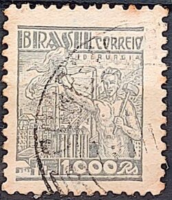 Selo Regular Cod RHM 379 Netinha Siderurgia 1000 Reis Filigrana Q 1943 Circulado 13