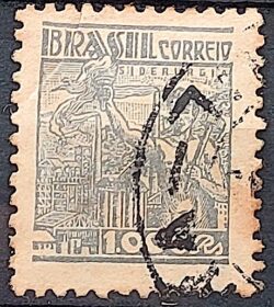 Selo Regular Cod RHM 379 Netinha Siderurgia 1000 Reis Filigrana Q 1943 Circulado 14