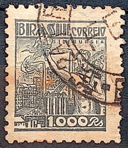 Selo Regular Cod RHM 379 Netinha Siderurgia 1000 Reis Filigrana Q 1943 Circulado 2