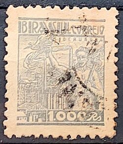 Selo Regular Cod RHM 379 Netinha Siderurgia 1000 Reis Filigrana Q 1943 Circulado 5