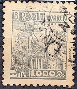 Selo Regular Cod RHM 379 Netinha Siderurgia 1000 Reis Filigrana Q 1943 Circulado 7