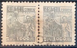 Selo Regular Cod RHM 379 Netinha Siderurgia 1000 Reis Filigrana Q 1943 Dupla Circulado