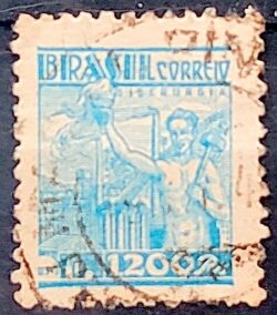 Selo Regular Cod RHM 380 Netinha Siderurgia 1200 Reis Filigrana Q 1943 Circulado 1