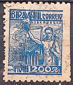 Selo Regular Cod RHM 380 Netinha Siderurgia 1200 Reis Filigrana Q 1943 Circulado 12