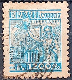 Selo Regular Cod RHM 380 Netinha Siderurgia 1200 Reis Filigrana Q 1943 Circulado 6