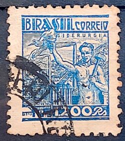 Selo Regular Cod RHM 380 Netinha Siderurgia 1200 Reis Filigrana Q 1943 Circulado 7