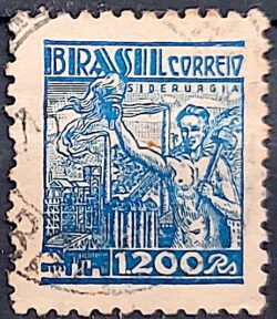 Selo Regular Cod RHM 380 Netinha Siderurgia 1200 Reis Filigrana Q 1943 Circulado 9