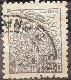 Selo Regular Cod RHM 381 Netinha Comercio 2000 Reis Filigrana Q 1943 Circulado 11