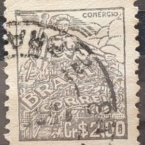 Selo Regular Cod RHM 381 Netinha Comercio 2000 Reis Filigrana Q 1943 Circulado 11