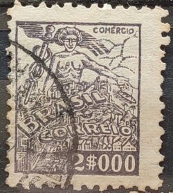 Selo Regular Cod RHM 381 Netinha Comercio 2000 Reis Filigrana Q 1943 Circulado 14