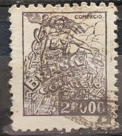 Selo Regular Cod RHM 381 Netinha Comercio 2000 Reis Filigrana Q 1943 Circulado 15