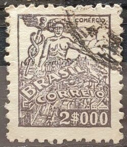 Selo Regular Cod RHM 381 Netinha Comercio 2000 Reis Filigrana Q 1943 Circulado 17