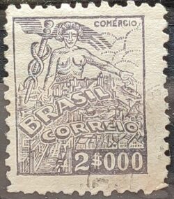 Selo Regular Cod RHM 381 Netinha Comercio 2000 Reis Filigrana Q 1943 Circulado 18