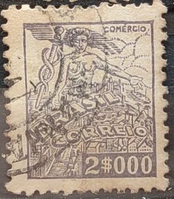 Selo Regular Cod RHM 381 Netinha Comercio 2000 Reis Filigrana Q 1943 Circulado 20