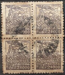 Selo Regular Cod RHM 381 Netinha Comercio 2000 Reis Filigrana Q 1943 Circulado 21 Quadra