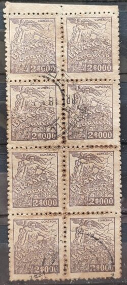 Selo Regular Cod RHM 381 Netinha Comercio 2000 Reis Filigrana Q 1943 Circulado 26 Octilha