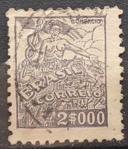 Selo Regular Cod RHM 381 Netinha Comercio 2000 Reis Filigrana Q 1943 Circulado 3