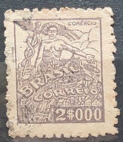 Selo Regular Cod RHM 381 Netinha Comercio 2000 Reis Filigrana Q 1943 Circulado 6