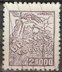 Selo Regular Cod RHM 381 Netinha Comercio 2000 Reis Filigrana Q 1943 Circulado 8
