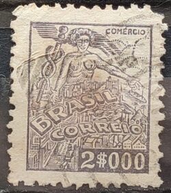 Selo Regular Cod RHM 381 Netinha Comercio 2000 Reis Filigrana Q 1943 Circulado 9