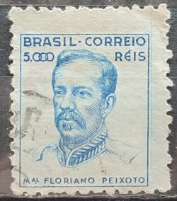 Selo Regular Cod RHM 382 Netinha Marechal Floriano Peixoto Militar 5000 Reis Filigrana Q 1943 Circulado 3