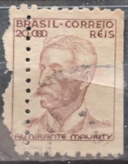 Selo Regular Cod RHM 384 Netinha Almirante Maurity Militar 20000 Reis Filigrana Q 1943 Circulado 1 Variedade Picote