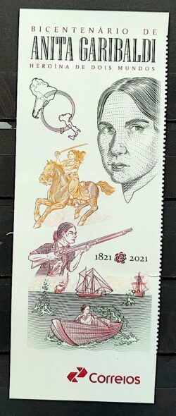 Vinheta do Selo Bicentenario Anita Garibaldi Cavalo Arma 2021