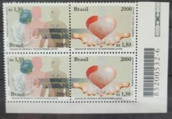 C 2341 Selo Doacao de Orgaos e Tecidos Transplantes Ciencia Saude Coracao 2000 Quadra Codigo de Barras