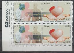 C 2341 Selo Doacao de Orgaos e Tecidos Transplantes Ciencia Saude Coracao 2000 Quadra Vinheta Correios