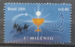 C 2359 Selo do Bloco Novo Milenio Religiao Israel Catolicismo 2001