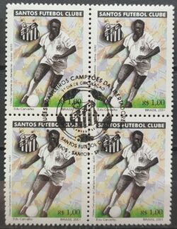 C 2376 Selo Campeoes da Libertadores Futebol Santos Pele 2001 Quadra CBC SP 02