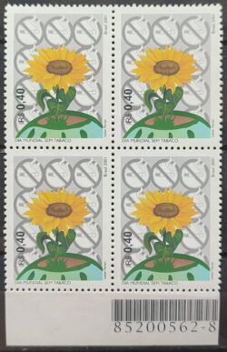 C 2380 Selo Dia Mundial Sem Tabaco Flor 2001 Quadra Codigo de Barras