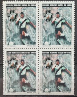 C 2401 Selo Campeoes da Libertadores Futebol Vasco da Gama Navio 2001 Quadra 02