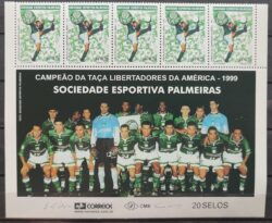 C 2404 Selo Campeoes da Libertadores Futebol Palmeiras 2001 Vinheta e 5 selos