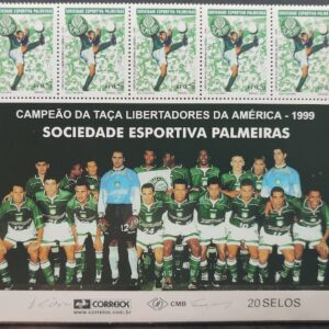 C 2404 Selo Campeoes da Libertadores Futebol Palmeiras 2001 Vinheta e 5 selos