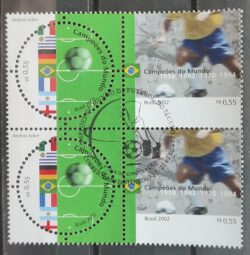 C 2449 Selo Futebol Bandeira Itália Uruguai Alemanha França Argentina Inglaterra 2002 Quadra CBC RJ