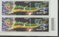C 2644 Selo Missao Centenario 14 Bis Aviao Satelite Foguete Mapa Santos Dumont Espaco 2006 Sextilha Codigo de Barras